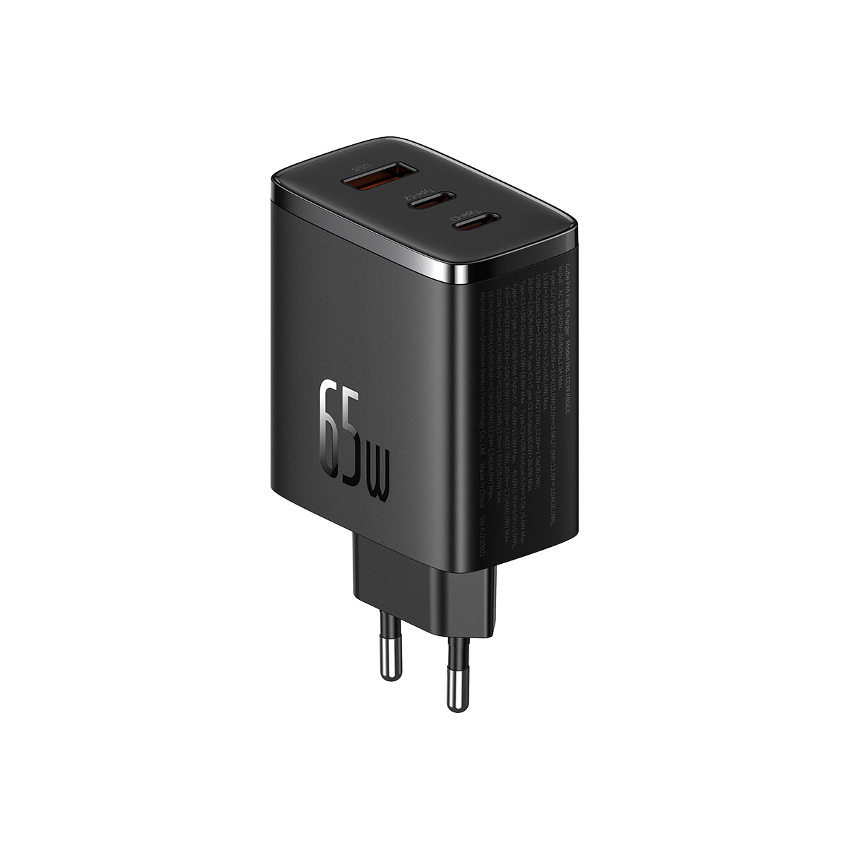 Baseus Cube Pro 3 Ports Fast Charger 65W Black