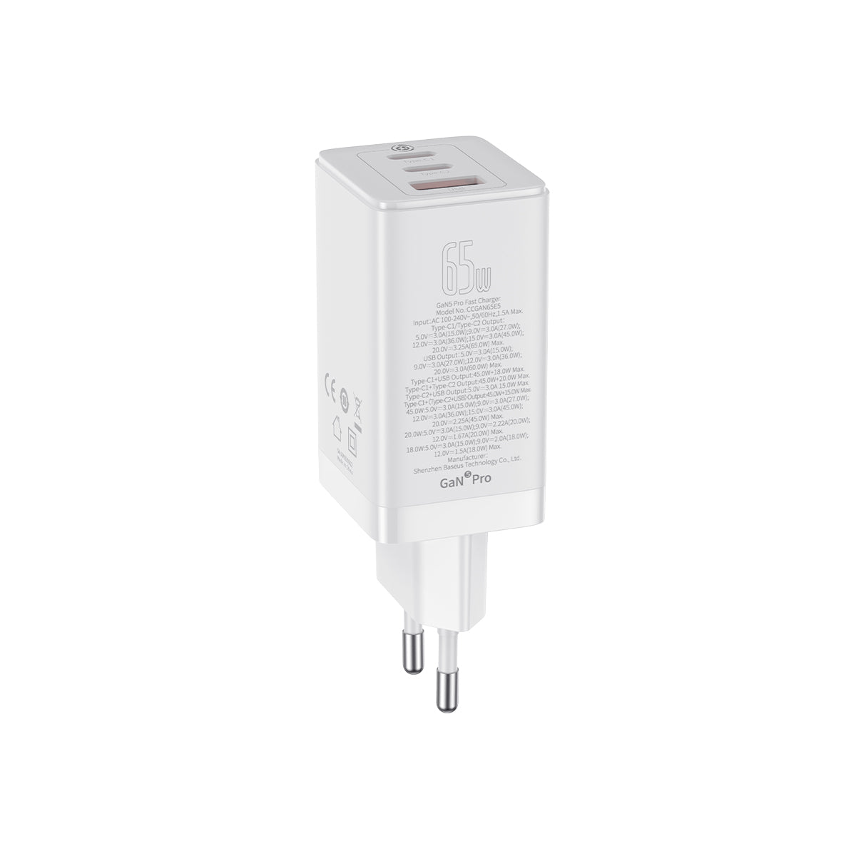 Baseus GaN5 Pro 3 Ports Fast Charger 65W