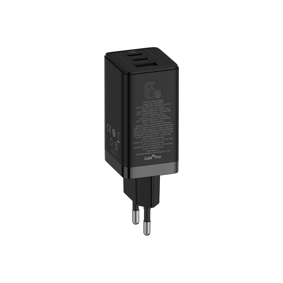 Baseus GaN5 Pro 3 Ports Fast Charger 65W