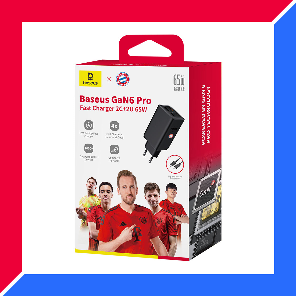 Baesus FC Bayern GaN6 Pro 4 Ports Fast Charger 65W