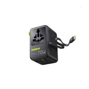 Baseus EnerCore CG11 Universal Travel Adapter with Retractable Cable 2AC+2U+2C 70W