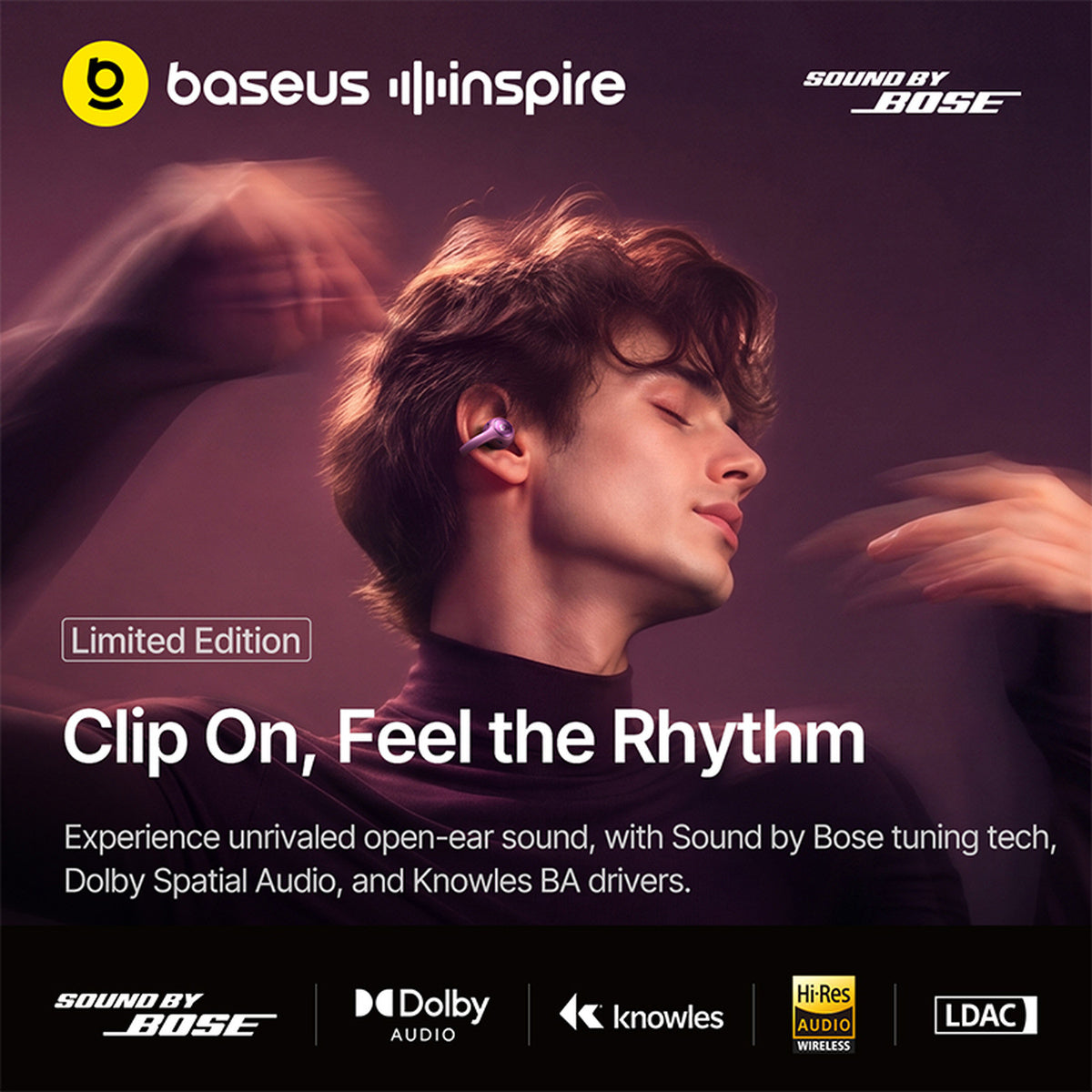 Baseus Inspire XC1 Open-Ear Ohrhörer Dark Cherry Edition