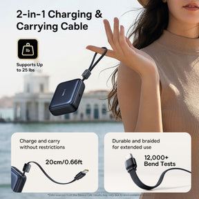 Baseus PicoGo AC22 Ultra Mini Power Bank with Built-in Cable 20000mAh 45W