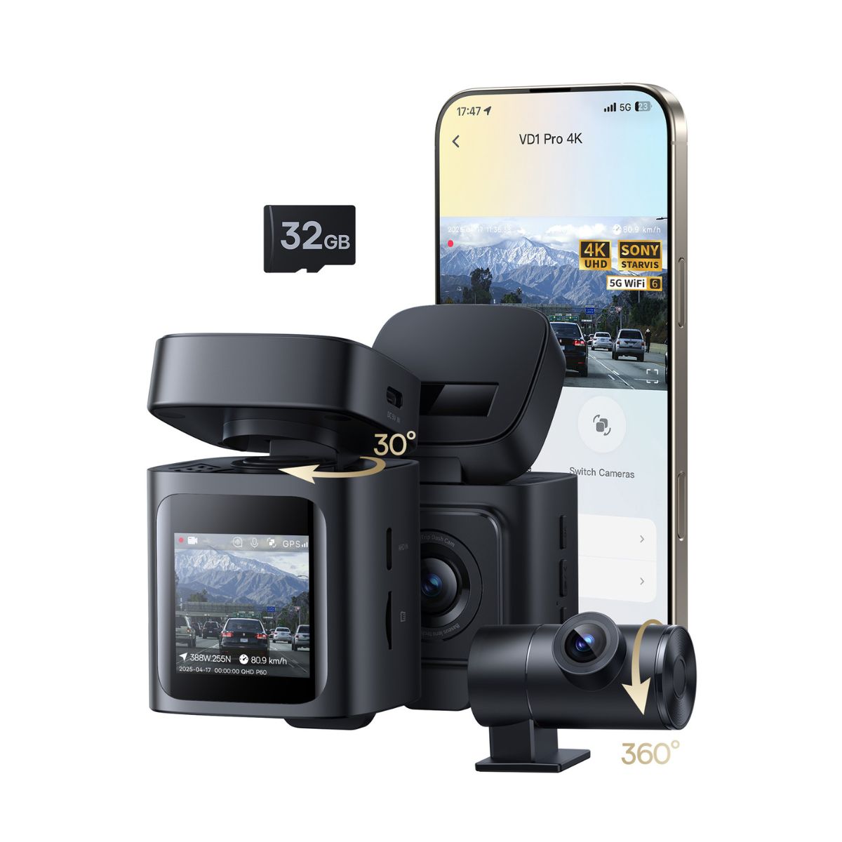 Baseus PrimeTrip VD1 Pro Dash Cam Lithium Battery 4K+1080p